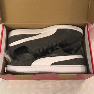 Puma Smash SD Mens Quiet Shade Suede Gray/White